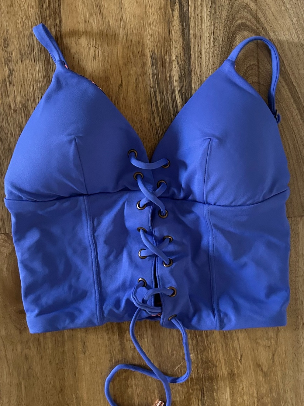 Maaji Women’s Lace-Up Longline Swim Top in Cobalt Blue